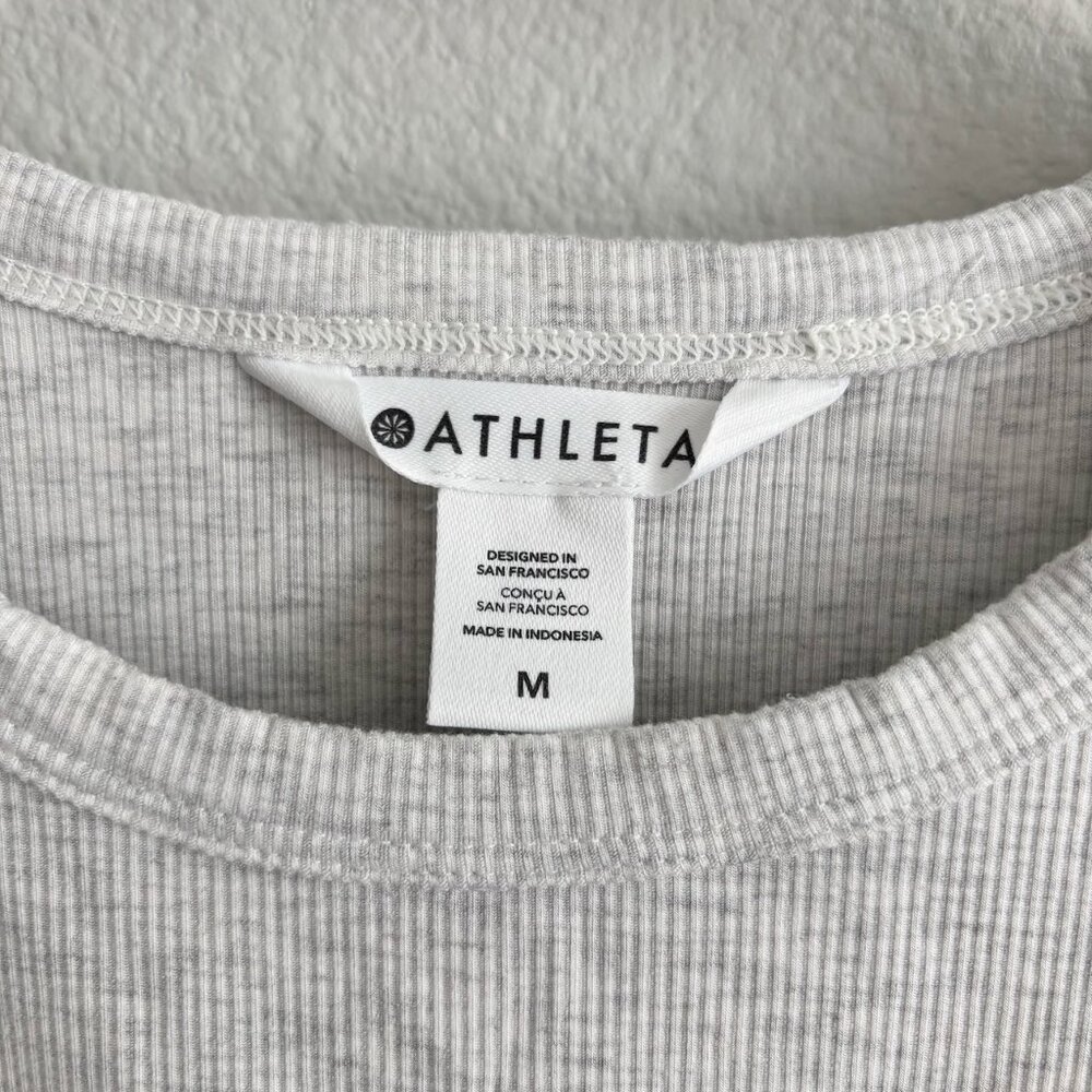 Athleta Signature Rib Crop Tee in Grey Heather Size Medium - Picture 2 of 7